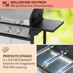Tomahawk Gasgrill 3 X 3,6 KW Brenner 60 X 43,5 Cm Grill Edelstahl -Outdoor Grills Store 10034711 de 0003 usp