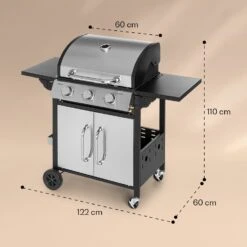 Tomahawk Gasgrill 3 X 3,6 KW Brenner 60 X 43,5 Cm Grill Edelstahl -Outdoor Grills Store 10034711 yy 0007 dimensions