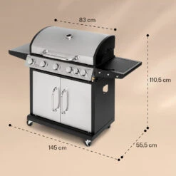 Tomahawk Gasgrill 5x3,6 KW + 2,7 KW Brenner 80x43,5 Cm Grill Edelstahl -Outdoor Grills Store 10034712 yy 0007 dimensions