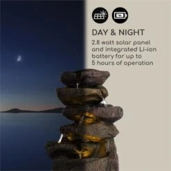 Savona Solarbrunnen 2,8 W Polyresin 5h Akku LEDs Steinoptik -Outdoor Grills Store 10034720 yy 0007 logo Blumfeldt Savona Solarbrunnen Steinoptik
