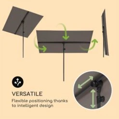 Flex-Shade L Sonnenschirm 130 X 180 Cm Polyester UV 50 Dunkelgrau -Outdoor Grills Store 10034726 yy 0003 logo Blumfeldt Flex Shade L Sonnenschirm 130x180 grau