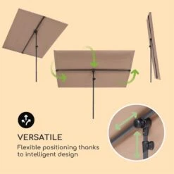 Flex-Shade XL Sonnenschirm 150 X 210 Cm Polyester UV 50 Taupe -Outdoor Grills Store 10034729 yy 0003 logo Blumfeldt Flex Shade XL Sonnenschirm 150x210 taupe