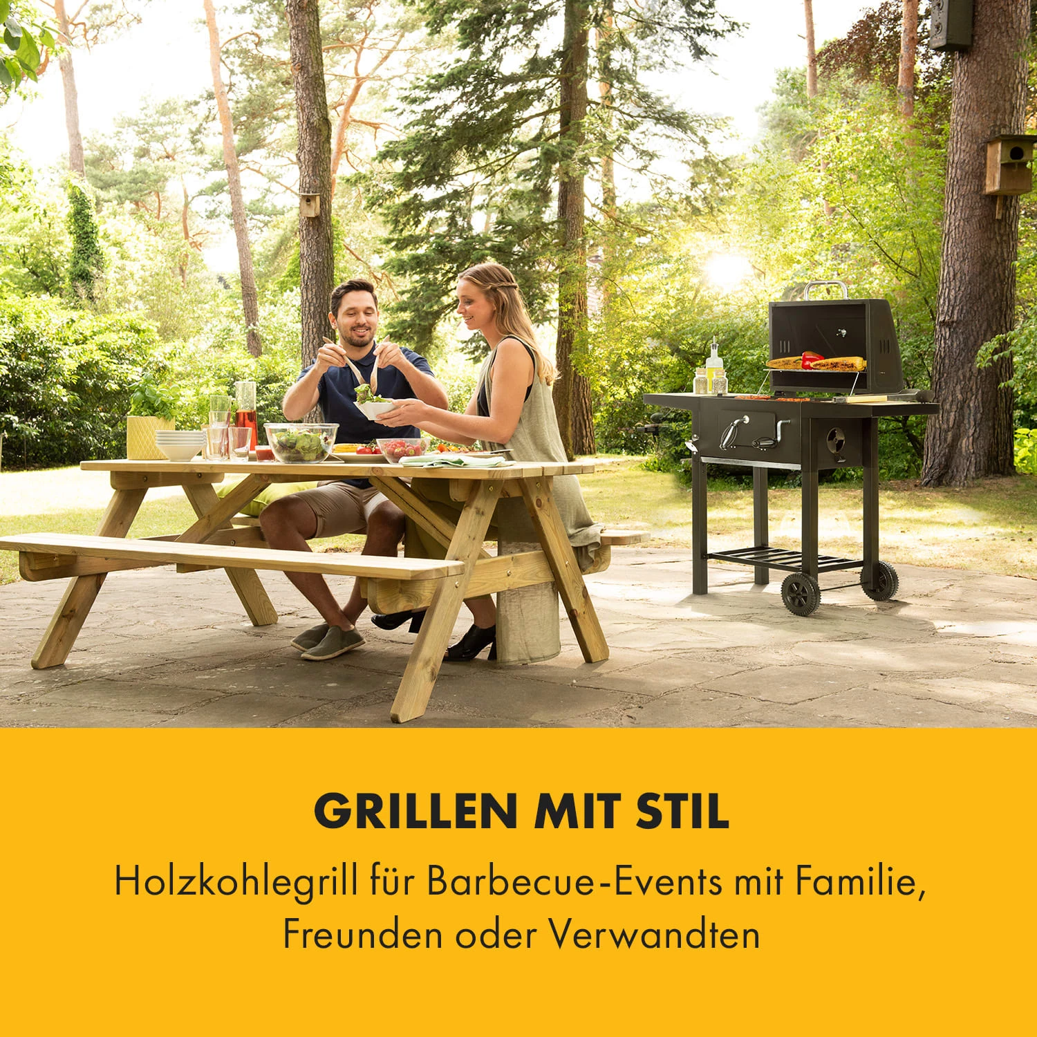 Meat Machine Holzkohlegrill BBQ 45x32,5cm Thermometer Bodenrollen 2 Meat Machine Holzkohlegrill BBQ 45x32,5cm Thermometer Bodenrollen – Bild 2