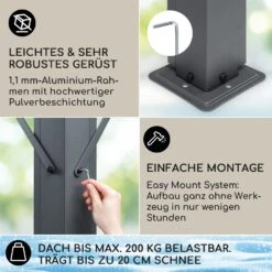 Pantheon Cortina Solid Sky Pergola Vordach 3x3m Polycarbonat Vorhänge -Outdoor Grills Store 10034985 de 0003 usp