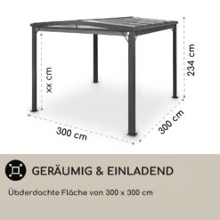 Pantheon Cortina Solid Sky Pergola Vordach 3x3m Polycarbonat Vorhänge -Outdoor Grills Store 10034985 de 0004 usp