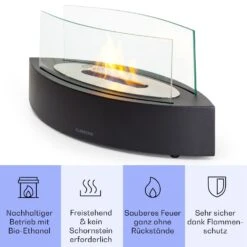 Phantasma Curve Ethanol-Kamin Rauch- & Geruchlos Edelstahl-Brenner Sicherheitsglas -Outdoor Grills Store 10035457 de 0003 usp