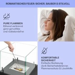 Phantasma Cubo Ethanol-Kamin Rauch- & Geruchlos Edelstahl-Brenner Sicherheitsglas -Outdoor Grills Store 10035458 de 0006 usp