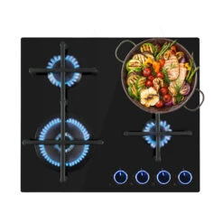 Illuminosa 4 Gaskochfeld 4-flammig Sabaf-Brenner Glaskeramik