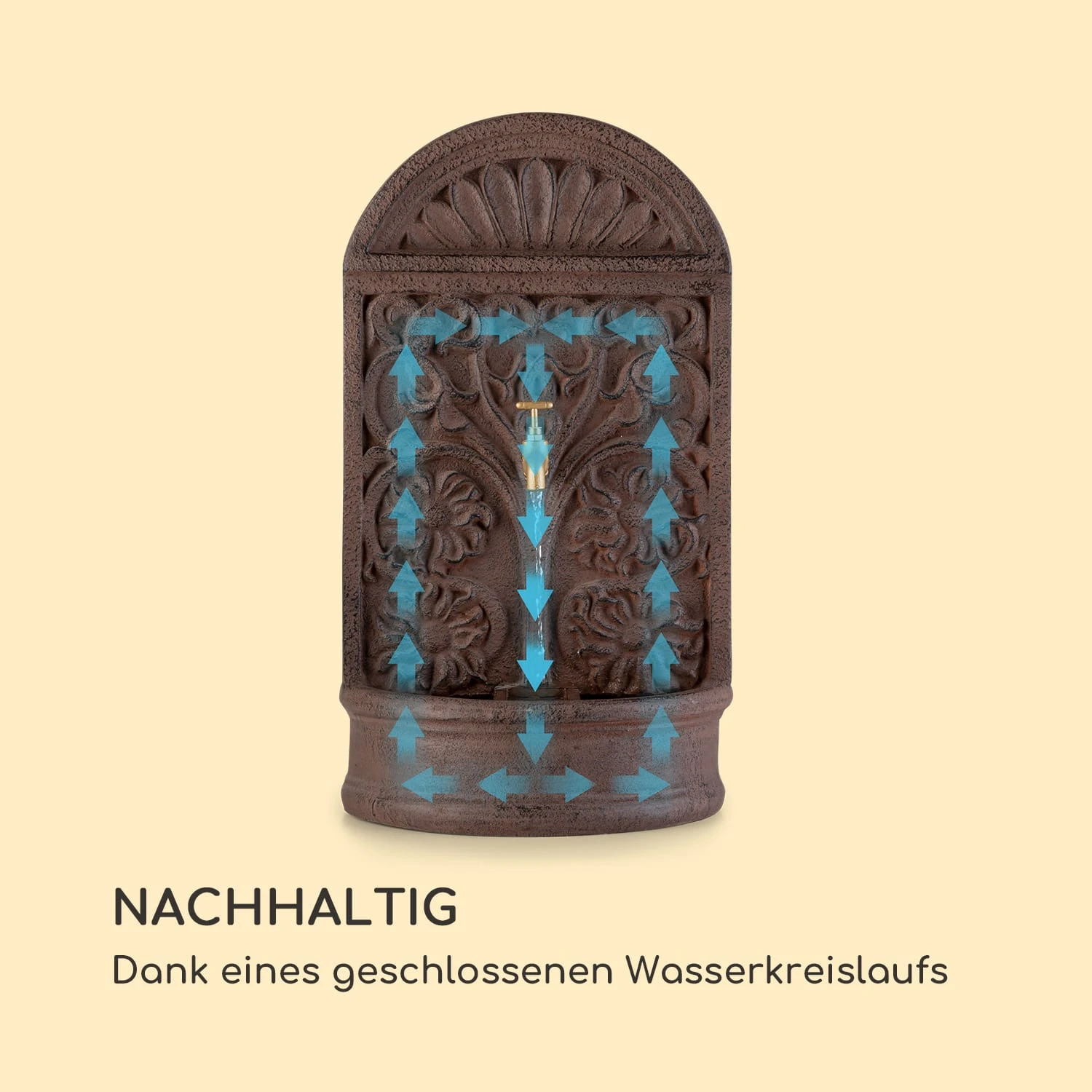 Blumquell Solarbrunnen LED 5 M Kabel Kunststein Solarpanel 7 Blumquell Solarbrunnen LED 5 M Kabel Kunststein Solarpanel – Bild 7