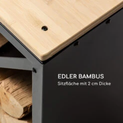 Kindlewood L Black Holzspeicher Sitzbank 104x40x35cm Bambus Zink -Outdoor Grills Store 10035762 de 0004 logo