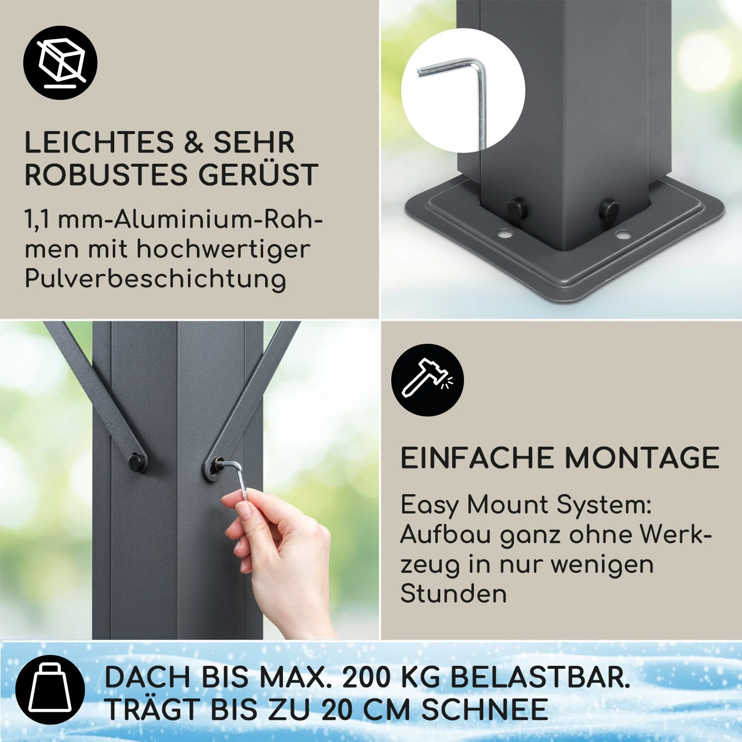 Pantheon Cortina Solid Sky Pergola Vordach 3x3m Polycarbonat 3 Pantheon Cortina Solid Sky Pergola Vordach 3x3m Polycarbonat – Bild 3