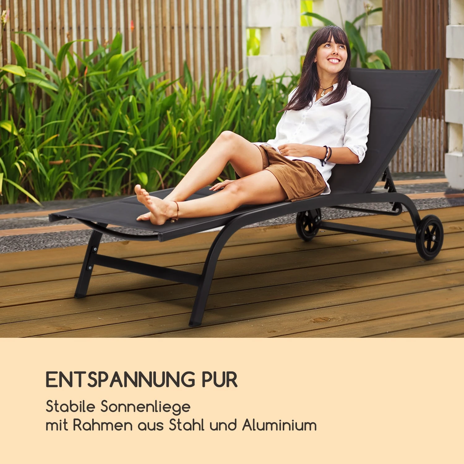 Limala Sonnenliege Lounger Stahl/Aluminium Textilene 150 Kg Mobil 2 Limala Sonnenliege Lounger Stahl/Aluminium Textilene 150 Kg Mobil – Bild 2