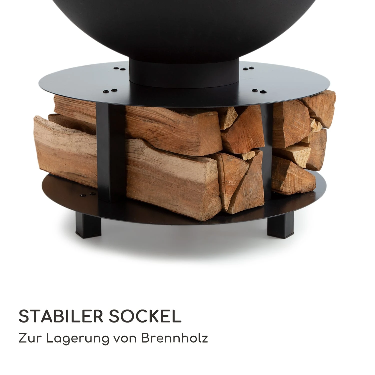 Savage 2.0 Rund Feuerschalen-Grill Ø: 60 Cm Stabiler Sockel Holzlager 3 Savage 2.0 Rund Feuerschalen-Grill Ø: 60 Cm Stabiler Sockel Holzlager – Bild 3