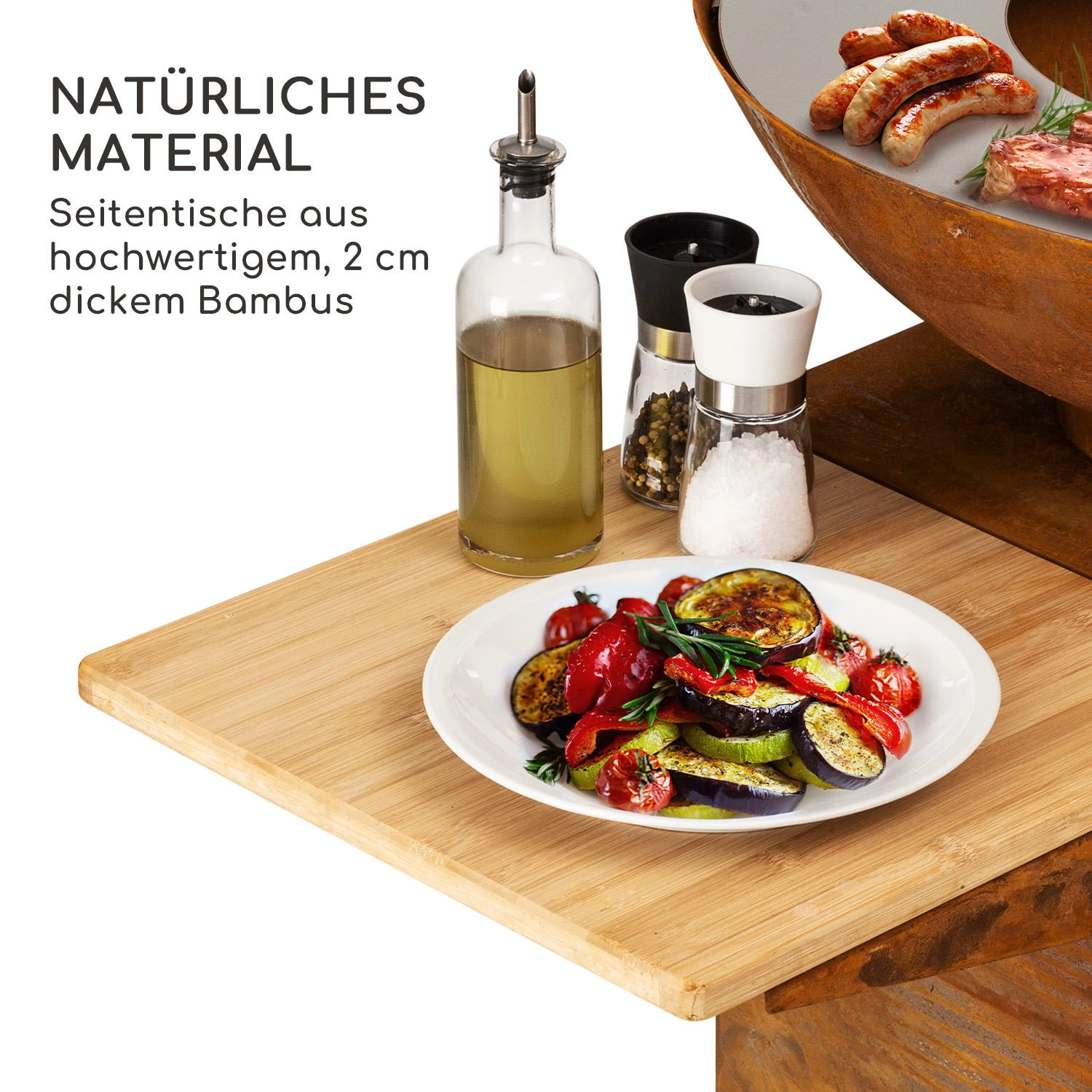 Savage 2.0 Tall Feuerschale Mit Grill Bambus-Seitentische Inkl. Wetterschutz 3 Savage 2.0 Tall Feuerschale Mit Grill Bambus-Seitentische Inkl. Wetterschutz – Bild 3