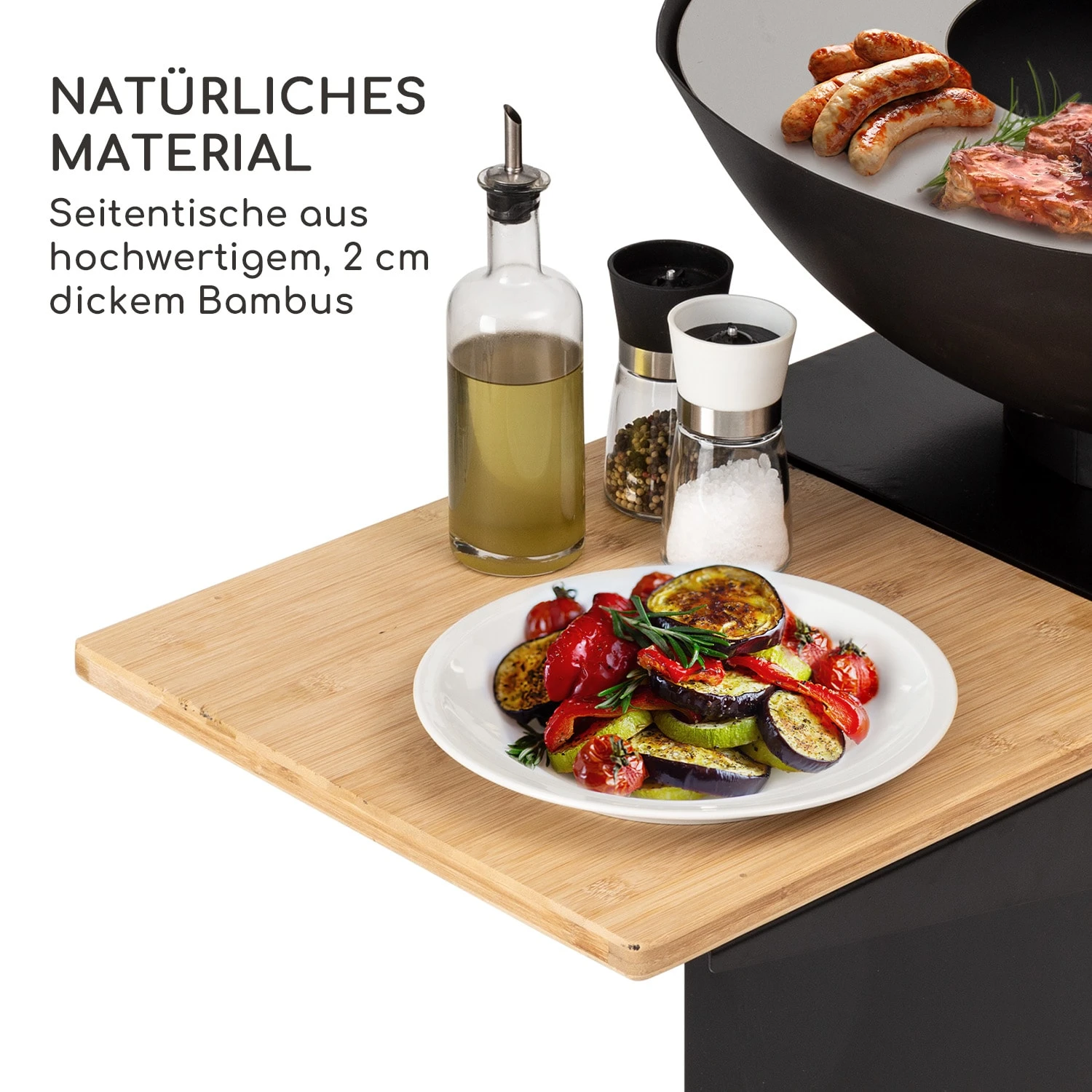 Savage 2.0 Tall Feuerschale Mit Grill Bambus-Seitentische Inkl. Wetterschutz 3 Savage 2.0 Tall Feuerschale Mit Grill Bambus-Seitentische Inkl. Wetterschutz – Bild 3