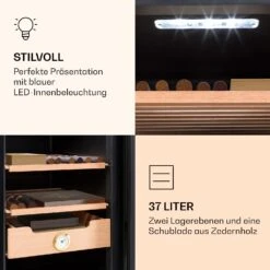 Klarstein El Presidente 37 Zigarren-Humidor 37L 2 Einschübe 1 Fach Zedernholz -Outdoor Grills Store 10036101 de 0006 logo