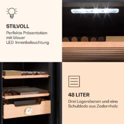 Klarstein El Presidente 48 Zigarren-Humidor 48L 3 Einschübe 1 Fach Zedernholz -Outdoor Grills Store 10036103 de 0006 logo