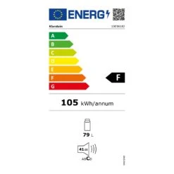 CoolArt 79L Kühl-Gefrier-Kombination EEK F Gefrierfach 9l Designtür -Outdoor Grills Store 10036182 energy label