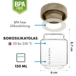 Glaswerk Cassia Gewürzgläser 6 St. 130 Ml Borosilikatglas Holzdeckel Luftdicht -Outdoor Grills Store 10036357 de 0007 logo