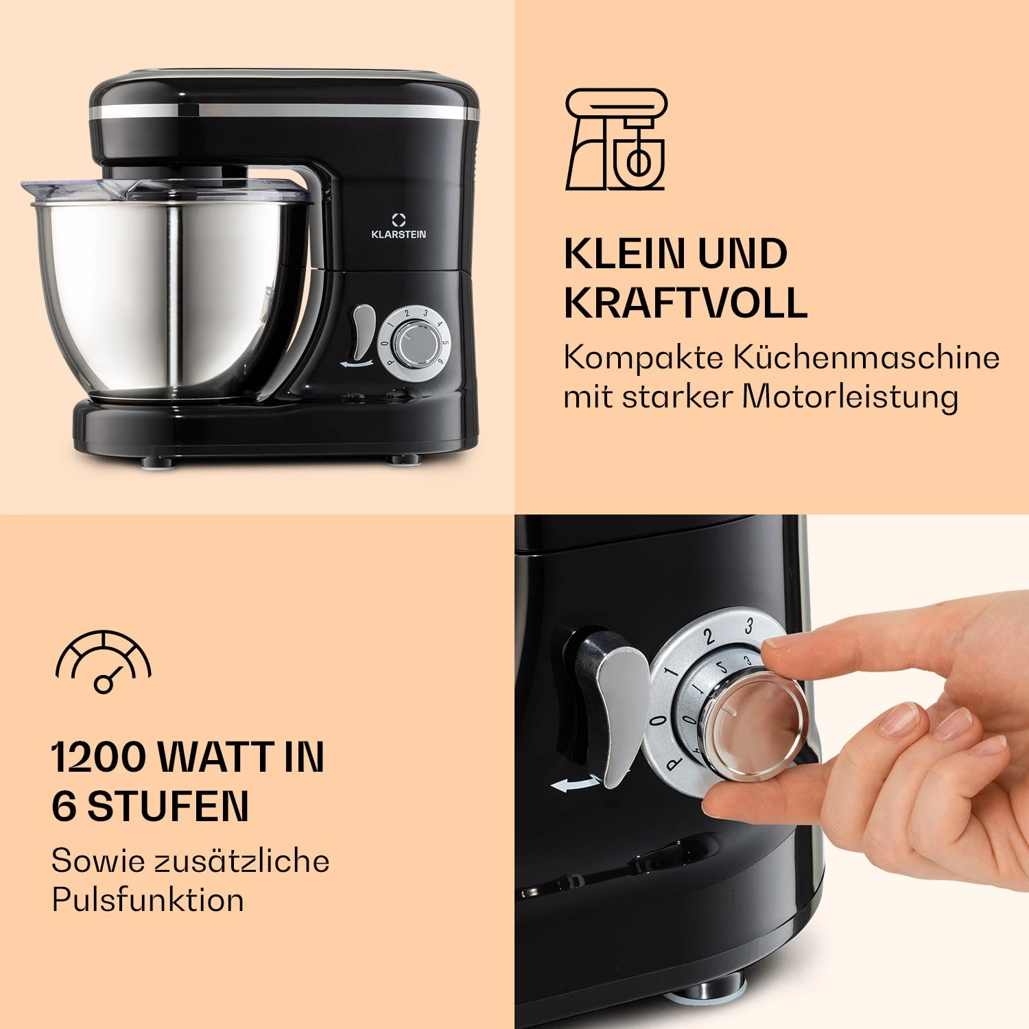 Bella Mini Rührmaschine 1200 W 6 Stufen 4 Liter Edelstahl Pulsfunktion 3 Bella Mini Rührmaschine 1200 W 6 Stufen 4 Liter Edelstahl Pulsfunktion – Bild 3