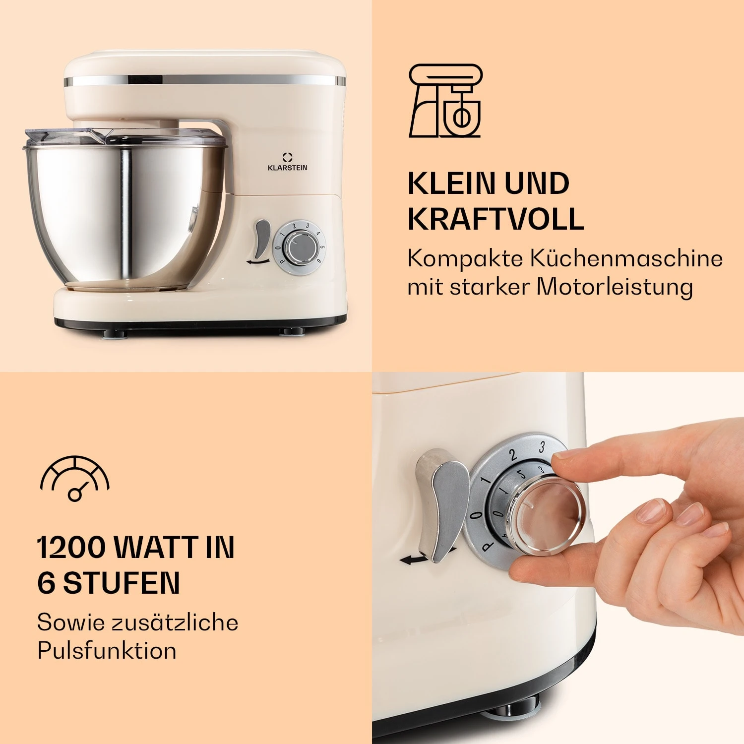 Bella Mini Rührmaschine 1200 W 6 Stufen 4 Liter Edelstahl Pulsfunktion 3 Bella Mini Rührmaschine 1200 W 6 Stufen 4 Liter Edelstahl Pulsfunktion – Bild 3