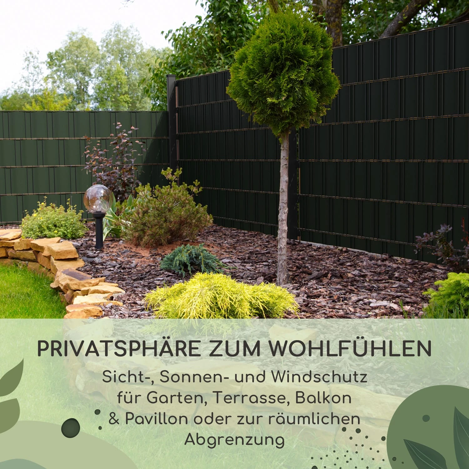 Sichtschutzstreifen Gartenzaun PVC 450 G/m² 50x19cm Clips 2 Sichtschutzstreifen Gartenzaun PVC 450 G/m² 50x19cm Clips – Bild 2