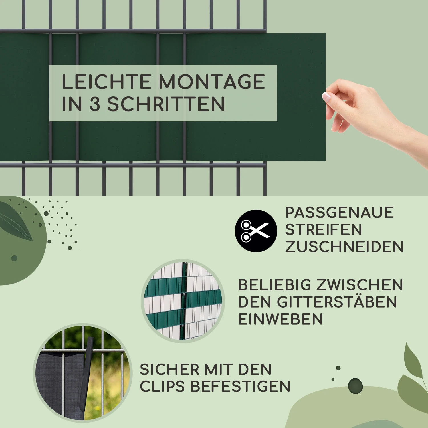 Sichtschutzstreifen Gartenzaun PVC 450 G/m² 50x19cm Clips 4 Sichtschutzstreifen Gartenzaun PVC 450 G/m² 50x19cm Clips – Bild 4