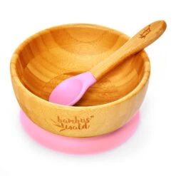 Kindergeschirr Mit Bambusschale Und Löffel 400 Ml Inkl. Saugnapf Ø: 13,7 Cm