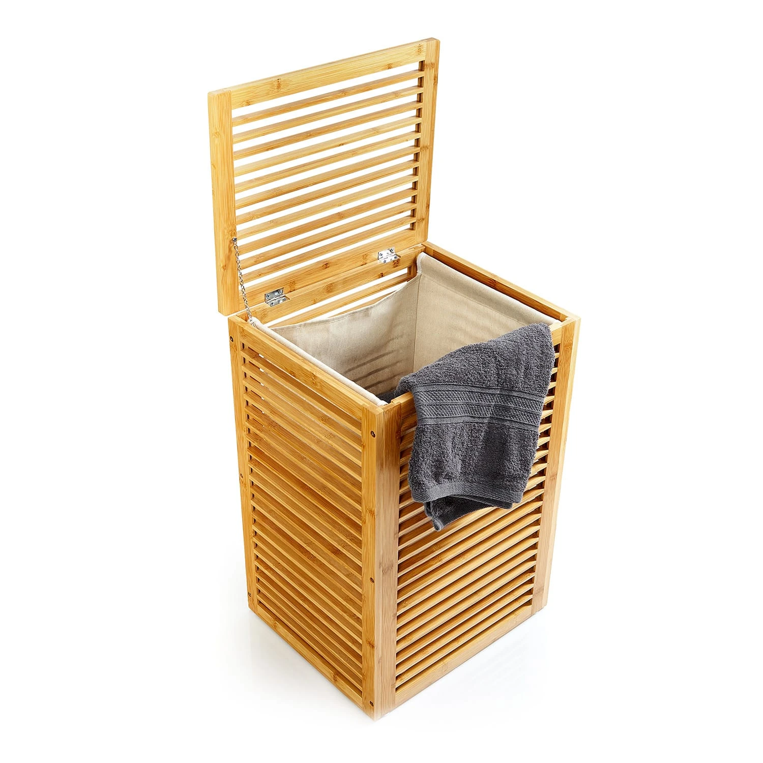 Wäschekorb Klappdeckel Bambus Baumwollleinen Einfacher Aufbau Bambus 1 Wäschekorb Klappdeckel Bambus Baumwollleinen Einfacher Aufbau Bambus