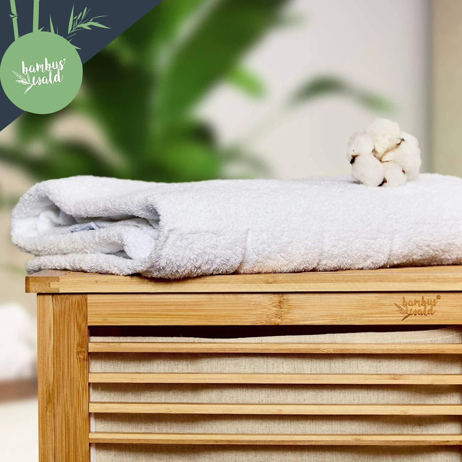 Wäschekorb Klappdeckel Bambus Baumwollleinen Einfacher Aufbau Bambus 5 Wäschekorb Klappdeckel Bambus Baumwollleinen Einfacher Aufbau Bambus – Bild 5