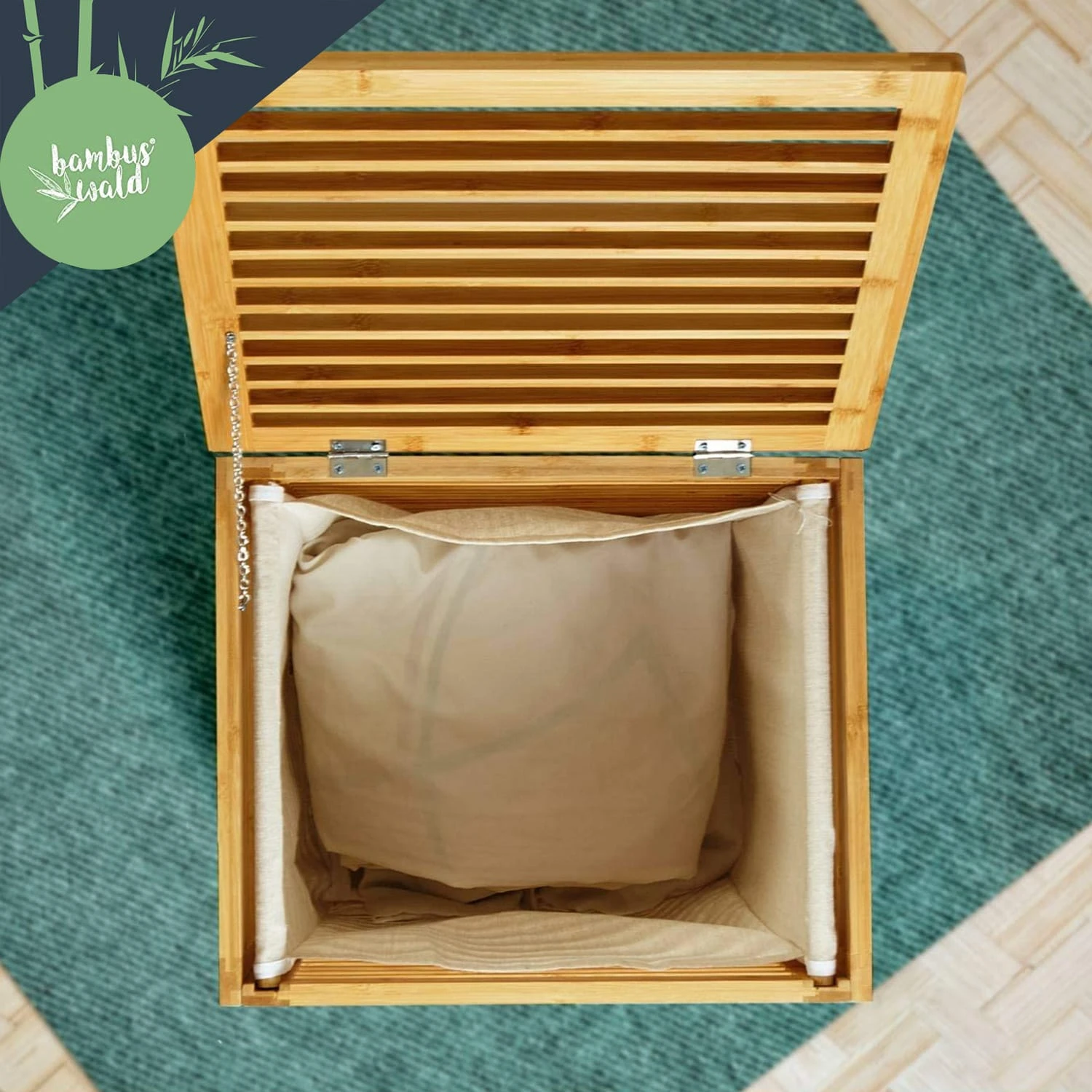 Wäschekorb Klappdeckel Bambus Baumwollleinen Einfacher Aufbau Bambus 6 Wäschekorb Klappdeckel Bambus Baumwollleinen Einfacher Aufbau Bambus – Bild 6