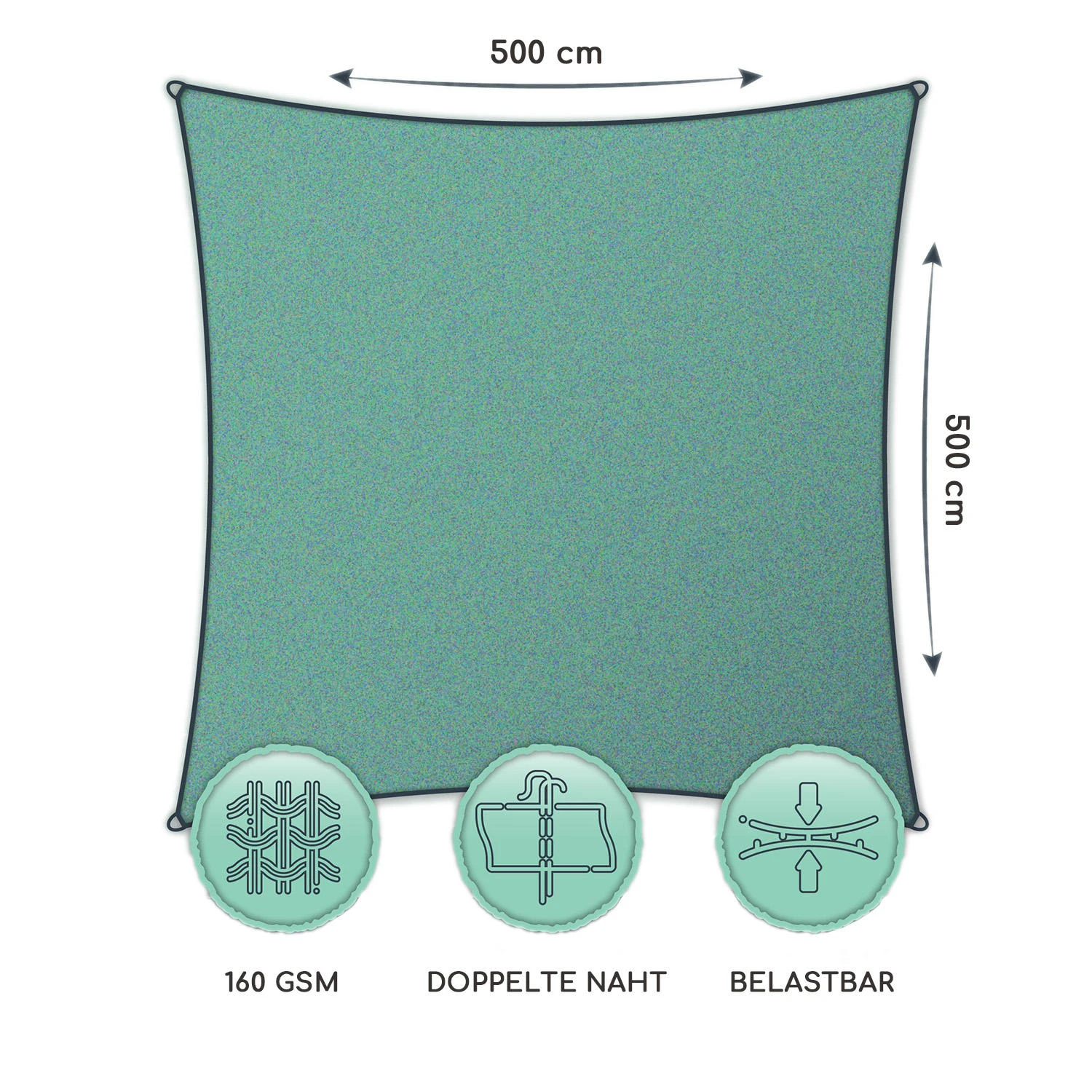 Quadratisches Sonnensegel 5x5 M Polyester Luftdurchlässig 6 Quadratisches Sonnensegel 5x5 M Polyester Luftdurchlässig – Bild 6