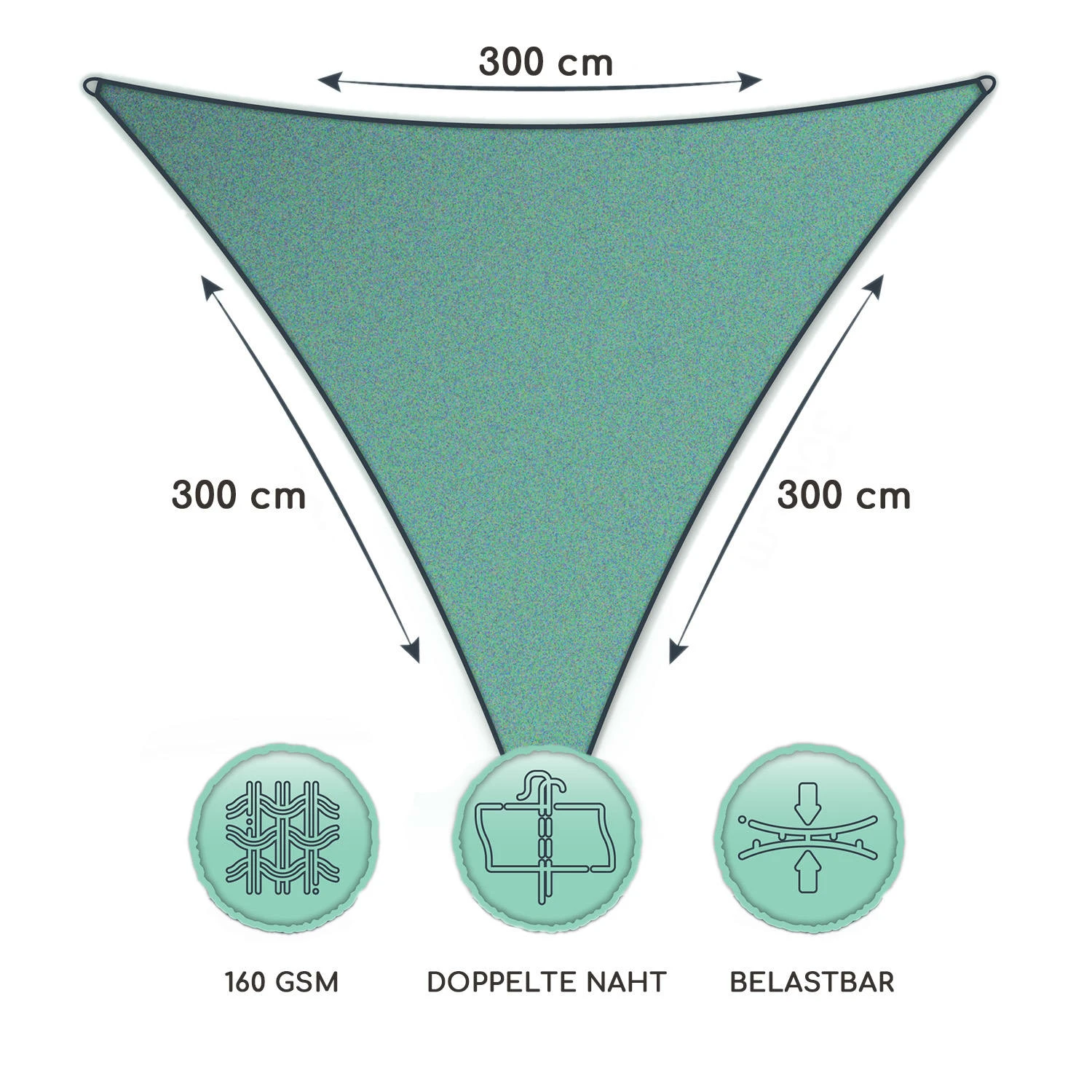 Dreieckiges Sonnensegel 3x3x3 M Polyester Luftdurchlässig 6 Dreieckiges Sonnensegel 3x3x3 M Polyester Luftdurchlässig – Bild 6