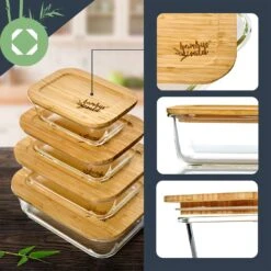 Eckiges Vorratsdosen-Set Glas Bambusdeckel 4 Stück Verschiedene Größen -Outdoor Grills Store 10038307 yy 0003 logo