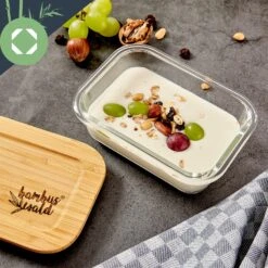 Eckiges Vorratsdosen-Set Glas Bambusdeckel 4 Stück Verschiedene Größen -Outdoor Grills Store 10038307 yy 0006 logo