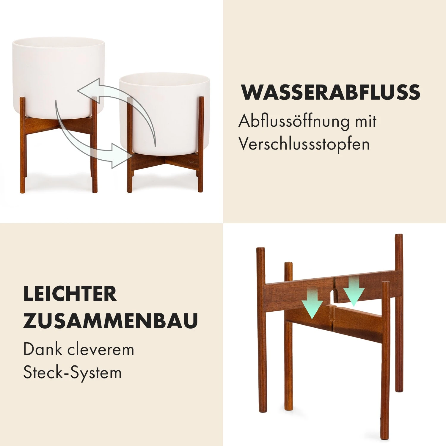 Thorn Blumentopf Mit Ständer 50er Jahre Stil 2er-Set Akazie 19,6x20x19,6 Cm 5 Thorn Blumentopf Mit Ständer 50er Jahre Stil 2er-Set Akazie 19,6x20x19,6 Cm – Bild 5