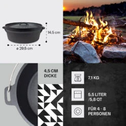 Galloway Dutch Oven 6.0 BBQ-Topf Gusseisen Voreingebrannt Größe M / 6 Qt -Outdoor Grills Store 10038581 de 0004 usp