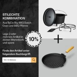 Galloway Dutch Oven 9.0 BBQ-Topf Gusseisen Standfüße Größe L / 9 Qt -Outdoor Grills Store 10038586 de 0007 usp