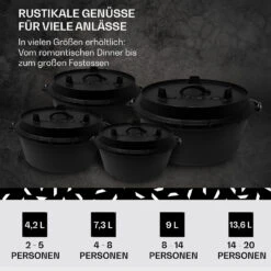 Guernsey Premium Dutch Oven 6.0 BBQ-Topf Gusseisen Größe M / 6 Qt -Outdoor Grills Store 10038638 de 0006 usp