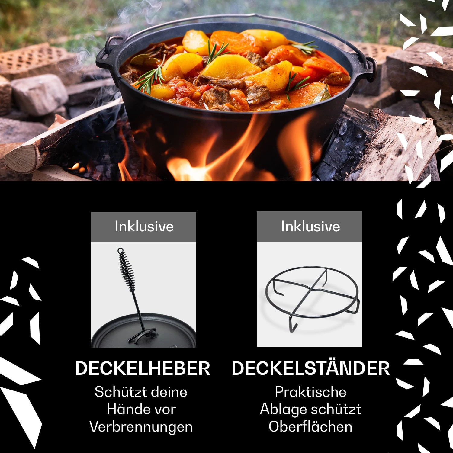 Guernsey Premium Dutch Oven 9.0 BBQ-Topf Gusseisen Voreingebrannt Größe L / 9 Qt 2 Guernsey Premium Dutch Oven 9.0 BBQ-Topf Gusseisen Voreingebrannt Größe L / 9 Qt – Bild 2