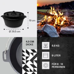Guernsey Premium Dutch Oven 9.0 BBQ-Topf Gusseisen Voreingebrannt Größe L / 9 Qt 10 Guernsey Premium Dutch Oven 9.0 BBQ-Topf Gusseisen Voreingebrannt Größe L / 9 Qt -Outdoor Grills Store 10038639 de 0004 usp