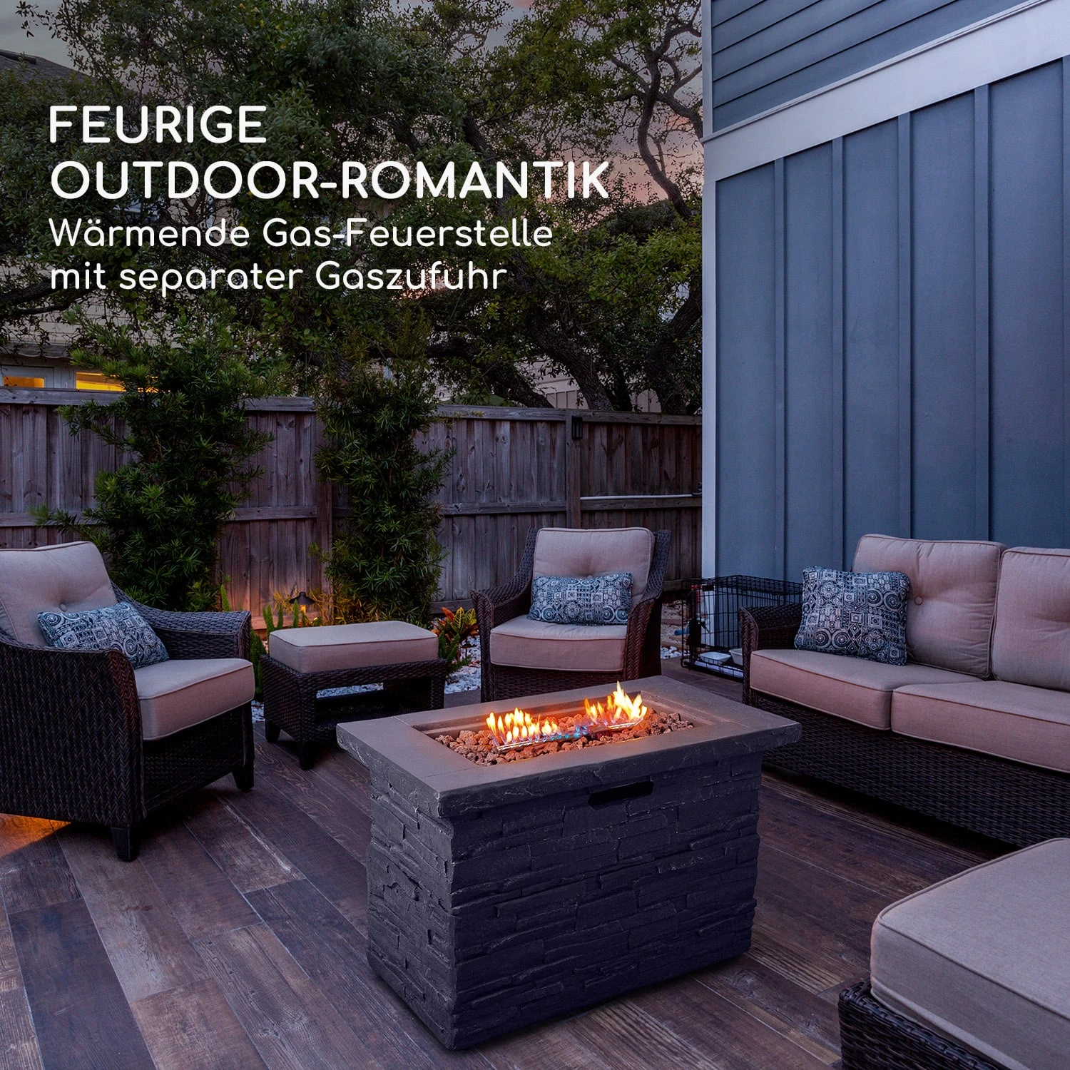 Anafi Gas-Feuerstelle 40.000BTU/13kW Abdeckung Edelstahlbrenner 2 Anafi Gas-Feuerstelle 40.000BTU/13kW Abdeckung Edelstahlbrenner – Bild 2