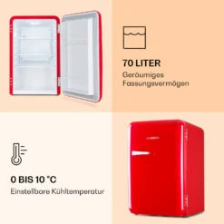 Audrey Retro-Kühlschrank 70 Liter 3 Regale 2 Türfächer Innenbeleuchtung 11 Audrey Retro-Kühlschrank 70 Liter 3 Regale 2 Türfächer Innenbeleuchtung -Outdoor Grills Store 10039692 de 0004 logo