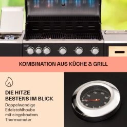Jersey Outdoor Kitchen Gasgrill 20,7 KW 5+1 Brenner Mobil Regenschutz -Outdoor Grills Store 10039855 de 0003 usp