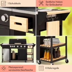 Jersey Outdoor Kitchen Gasgrill 20,7 KW 5+1 Brenner Mobil Regenschutz -Outdoor Grills Store 10039855 de 0005 usp