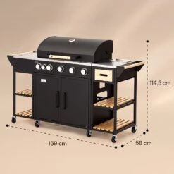 Jersey Outdoor Kitchen Gasgrill 20,7 KW 5+1 Brenner Mobil Regenschutz -Outdoor Grills Store 10039855 yy 0008 dimensions