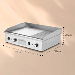 Grillmeile 4400 Elektrogrill Plancha 2x2200W Grillplatte Edelstahl -Outdoor Grills Store 10039915 yy 0008 dimensions