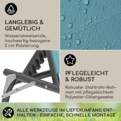 Amalfi Sonnenliege 70 X 37 X 200 Cm Sonnenblende 5-stufige Rückenlehne Stahlrohr Witterungsbeständig -Outdoor Grills Store 10040074 de 0003 logo