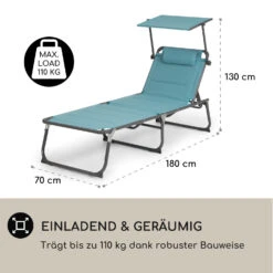 Amalfi Sonnenliege 70 X 37 X 200 Cm Sonnenblende 5-stufige Rückenlehne Stahlrohr Witterungsbeständig -Outdoor Grills Store 10040074 de 0004 logo