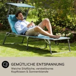 Amalfi Sonnenliege 70 X 37 X 200 Cm Sonnenblende 5-stufige Rückenlehne Stahlrohr Witterungsbeständig -Outdoor Grills Store 10040074 de 0006 logo